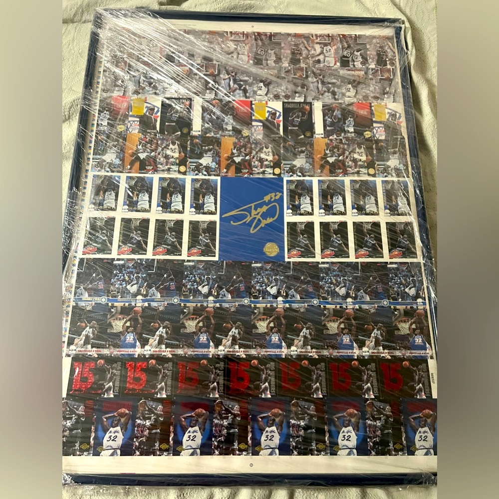 Signed Shaq basketball cards collectors item poster style
